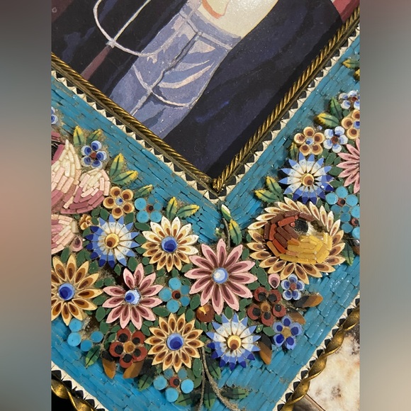 Rare Antique Victorian Italian Micro Mosaic Floral Photo Frame 1890s - Picture 3 of 7